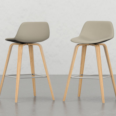Paire de tabourets - Structure en placage de bois avec tabourets en bois