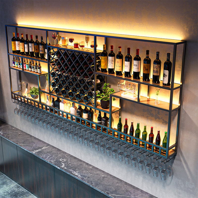 Simple industrial style wine rack, 47.2" H x 94.4" W x 7.8" D