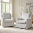 Lillie 30" W Farmhouse Slipcovered Down-blend Swivel Rocking Chair with Pillow Back