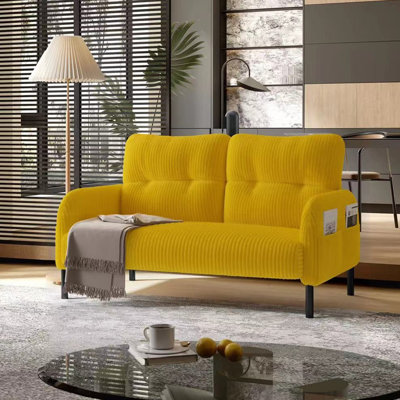Corduroy fabric, comfortable monochrome double sofa, suitable for living rooms and bedrooms