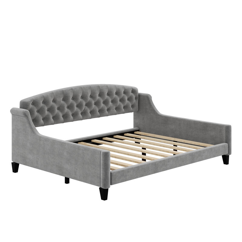 Full Size Modern Luxury Tufted Button Daybed, Gray