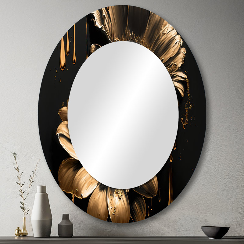 Miroir mural noir et doré Daisy III, 43 po x 33 po