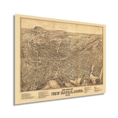 1879 New Haven, Connecticut, carte sur papier