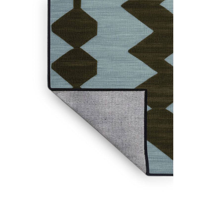 Tapis brun treillis lavable à la machine, Rond 8 pi