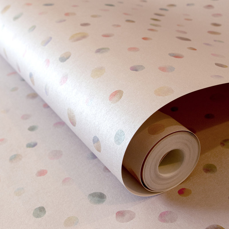 Great Kids Smooth Glitter Watercolor Dots 33' L x 21" W Wallpaper Roll, Rose