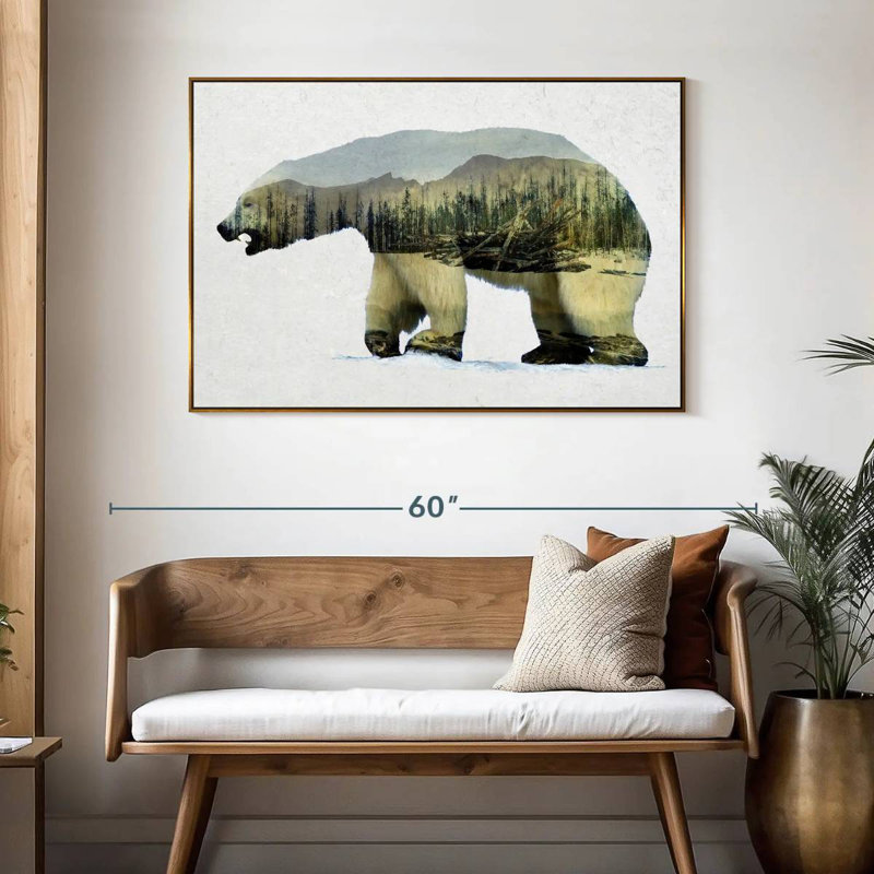 Arctic Polar Bear, 46" X 31", Floating Frame Gold