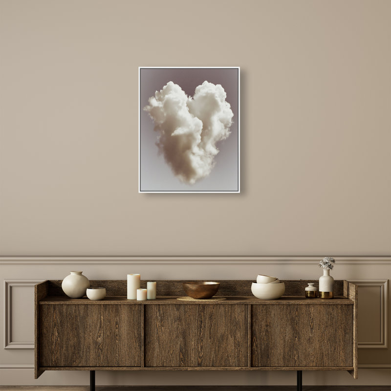 Cloud Love II Graphic Art Canvas, 25"H x 21"W, White Floater Frame