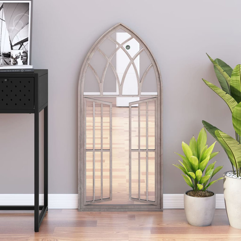 Ville Metal Flat Wall Mirror, 100cm H x 45cm W, Brown