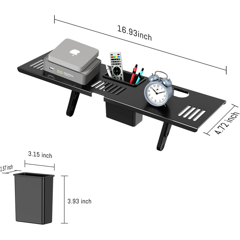 Adjustable Steel TV Top Shelf, Floating TV Stand with Storage Boxes, Universal Monitor Shelf