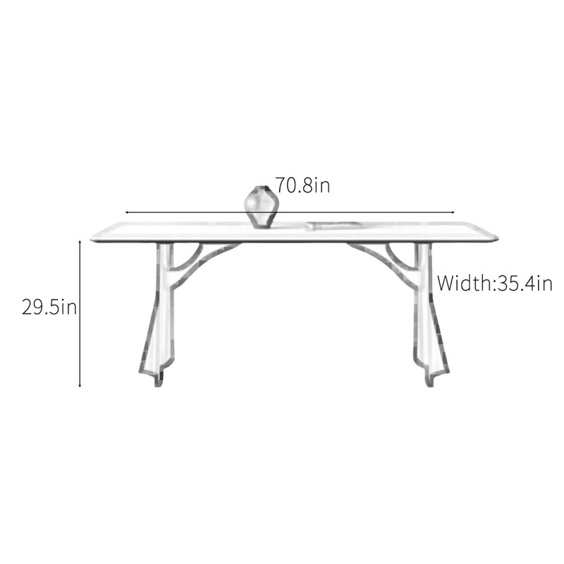 Table de salle à manger antibactérienne, H 29,5 po x L 70,8 po x l 35,4 po, Blanc