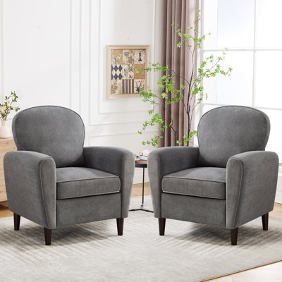 Upholstered  Armchair With Wood Legs