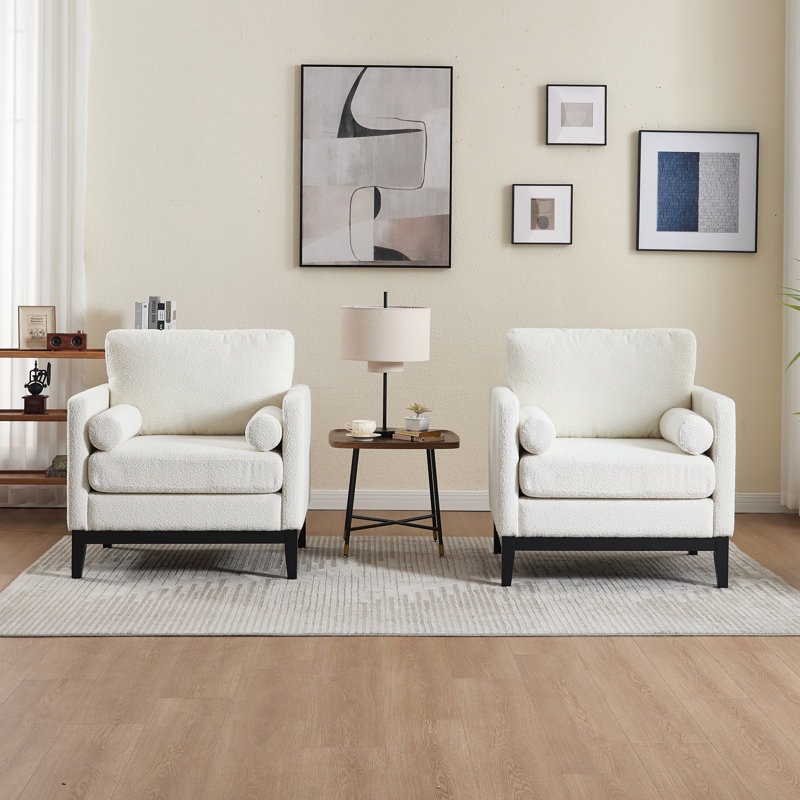 Chaise d'appoint rembourrée avec 2 coussins (ensemble de 2), Ivoire ivoire, Noir, noir, noir, noir