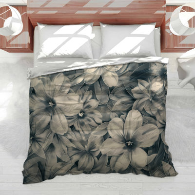 Monochrome Flowers Bedding Nature Comforter Minimalist