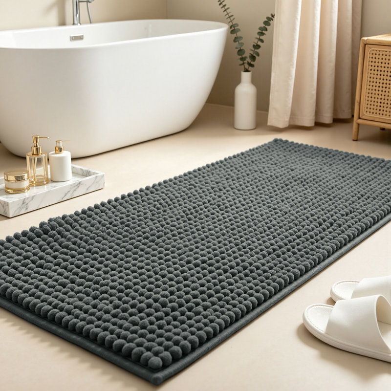 Tapis pour salle de bain Croley Luxury Chenille, L 24 po x L 60 po, Gris