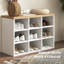 Ensemble de banc à chaussures 2 en 1, support à chaussures 9 paires avec portemanteau, entrée moderne, couloir, vestibule, rangement pour chambre à coucher, blanc