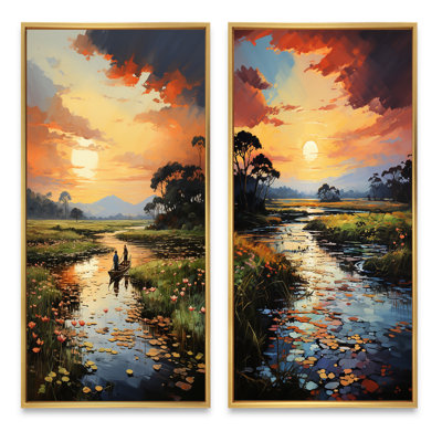 «Vietnam River Delta Sunset», 2 pièces