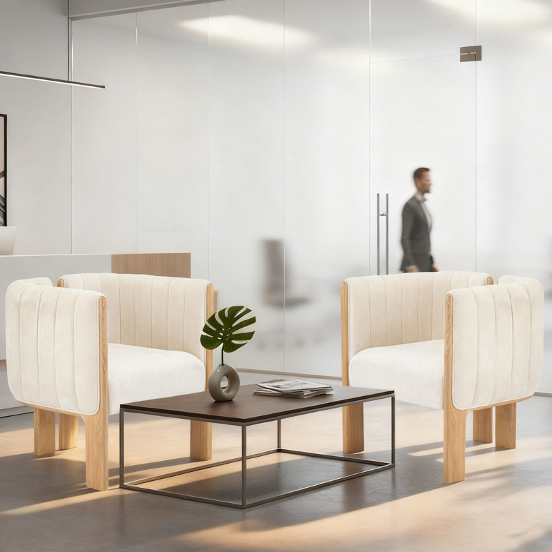 Ensemble de 2 chaises d'appoint rembourrées modernes avec structure en bois et tissu respirant pour la réception, Tissu