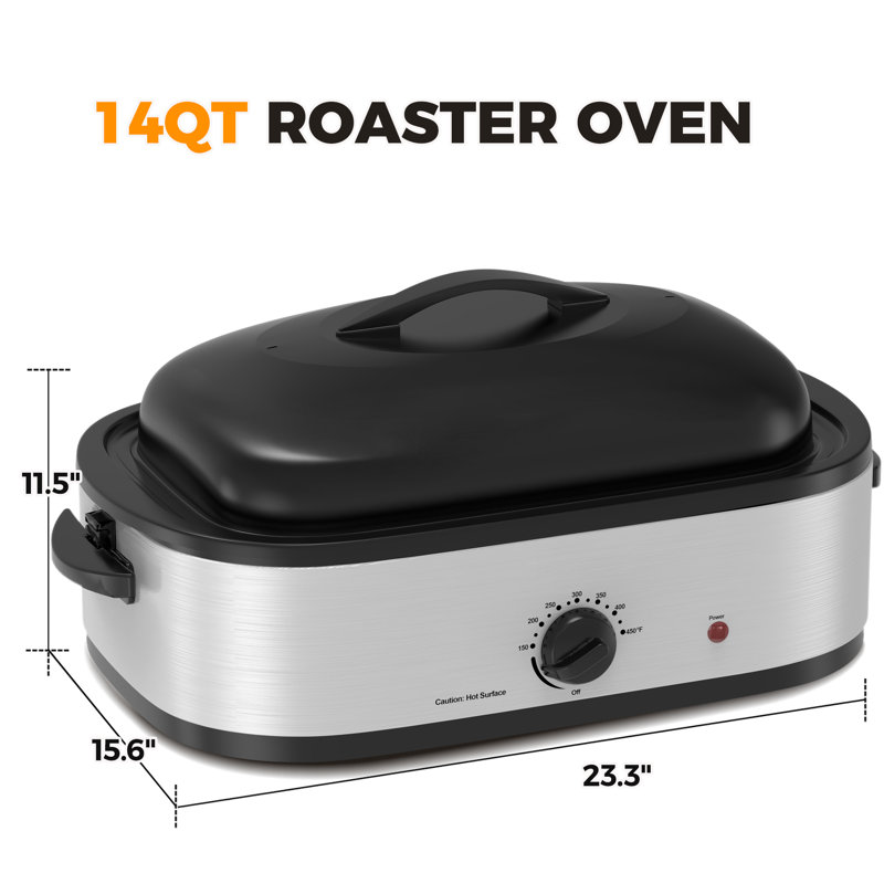 Sunvivi Electric Roaster Oven with Removable Pan, Silver, 14 quarts