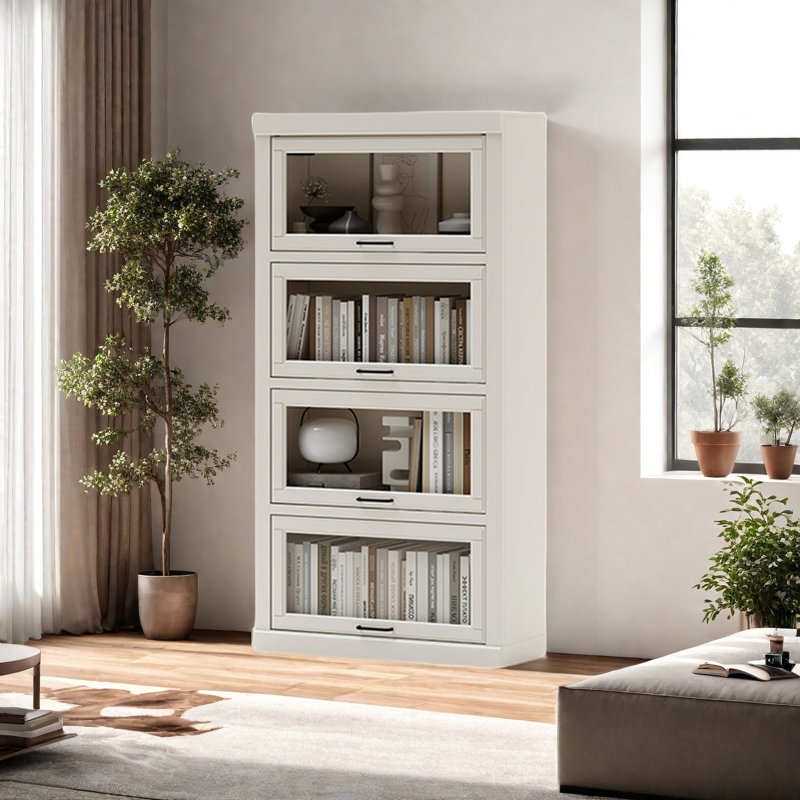 Une bibliothèque simple et stable, Blanc, (4 tablettes) H 61,8 po x l 31,4 po x P 12,4 po
