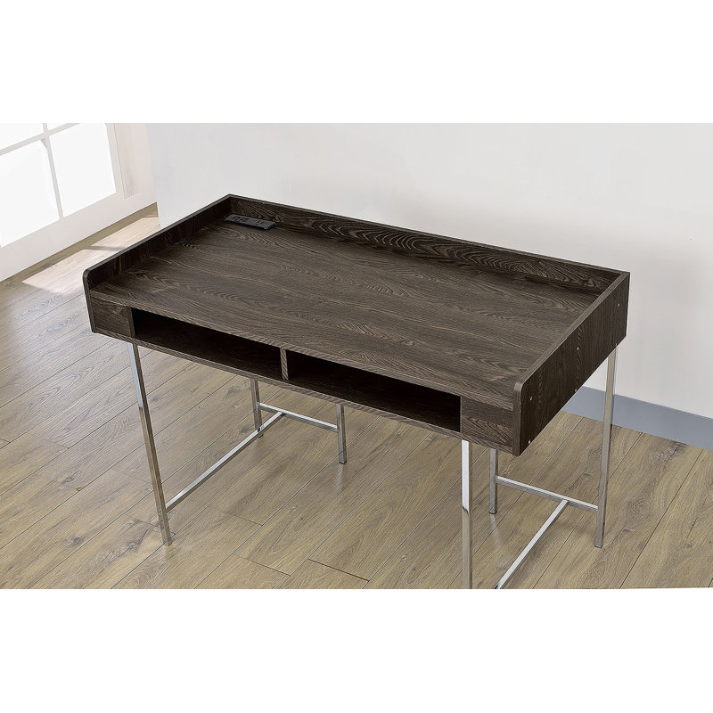 Bureau d'ordinateur moderne et moderne avec support USB avec tiroirs, fabrication en bois et en acier pour un rangement et une connectivité efficaces
