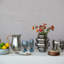 Vase en verre nervuré, finition chromée