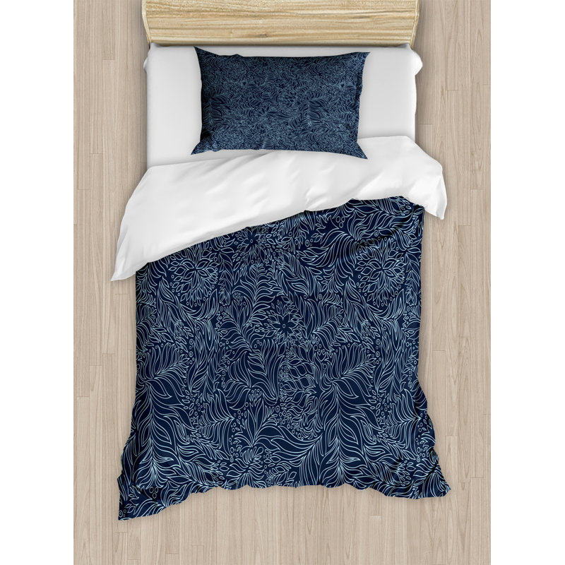 Eclectic Polyester Paisley Duvet Cover, Twin Duvet Cover + 1 Pillow Sham, Abstract Flourish