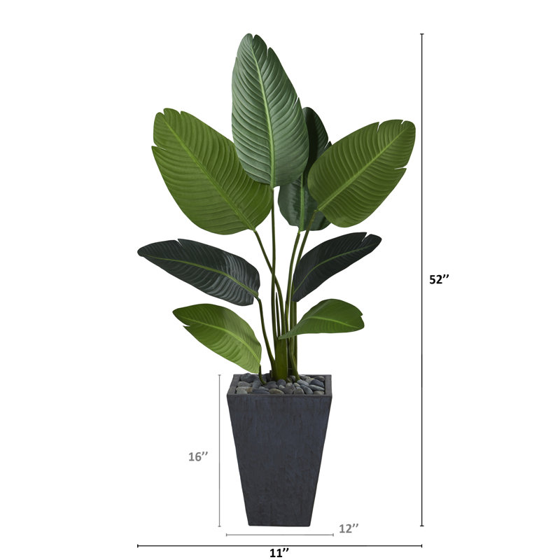 52'' Faux Banana Leaf Tree in Fiber Clay Planter