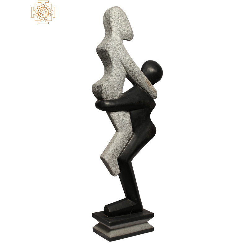 Sculpture moderne en pierre abstraite - «The Happy Couple», art contemporain noir et gris