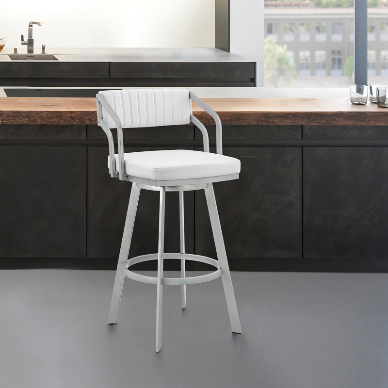 Tabouret de bar pivotant 26 po en similicuir et métal