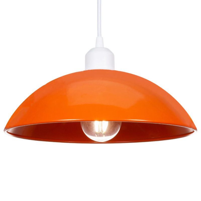 Industrial Retro Designer Gloss Disc Ceiling Pendant Lighting Shade, Orange