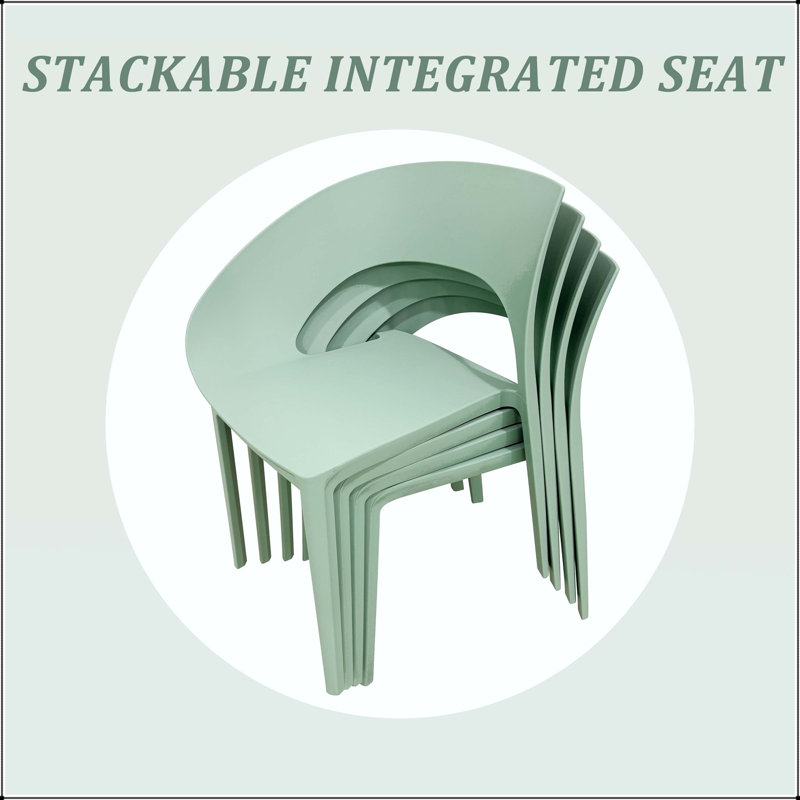 Summer - chaise de salle à manger en polypropylène empilable vert brume (ensemble de 4)