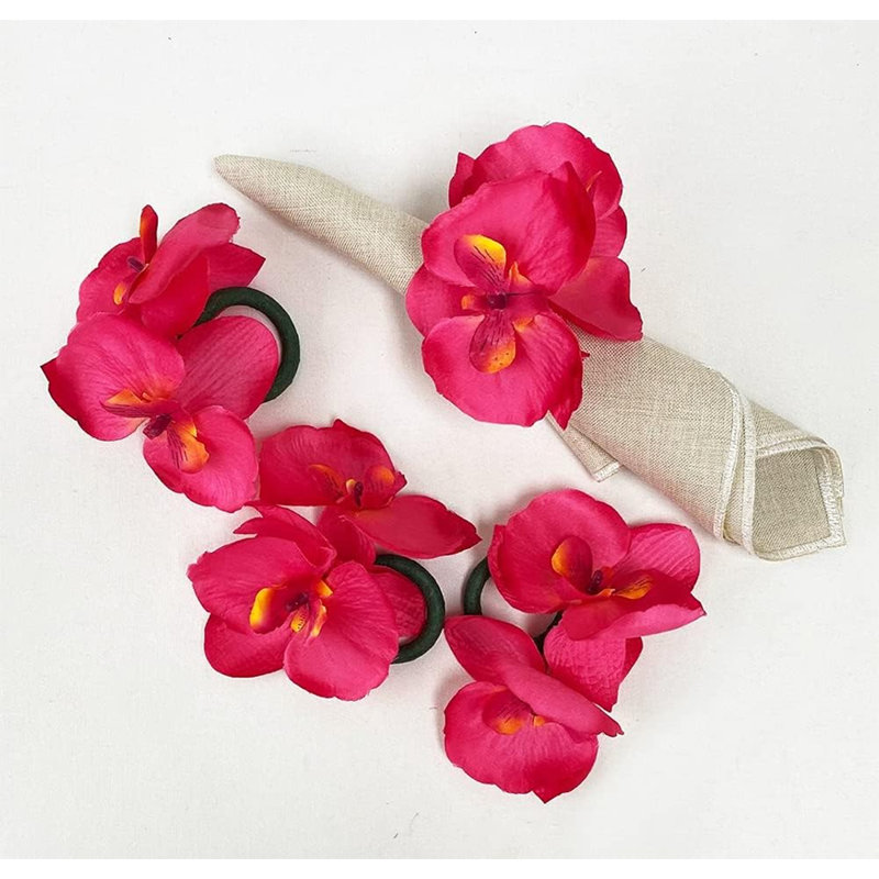 Plastique, anneau de serviette en tissu, Fuchsia