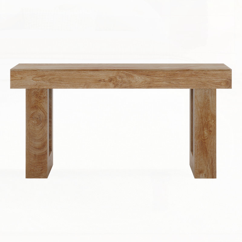63-Inch Natural Wood Farmhouse Console Table with Spacious Top, Ideal for Modern and Rustic Interiors, Natural Wood