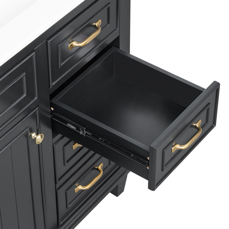 Meuble-lavabo 36 po avec comptoir en céramique, Noir