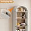 Bibliothèque arquée moderne à 5 niveaux avec portes - Armoire de bibliothèque haute pour bureau à domicile, salon, chambre à coucher - blanc antique + dossier en bois-1902135124