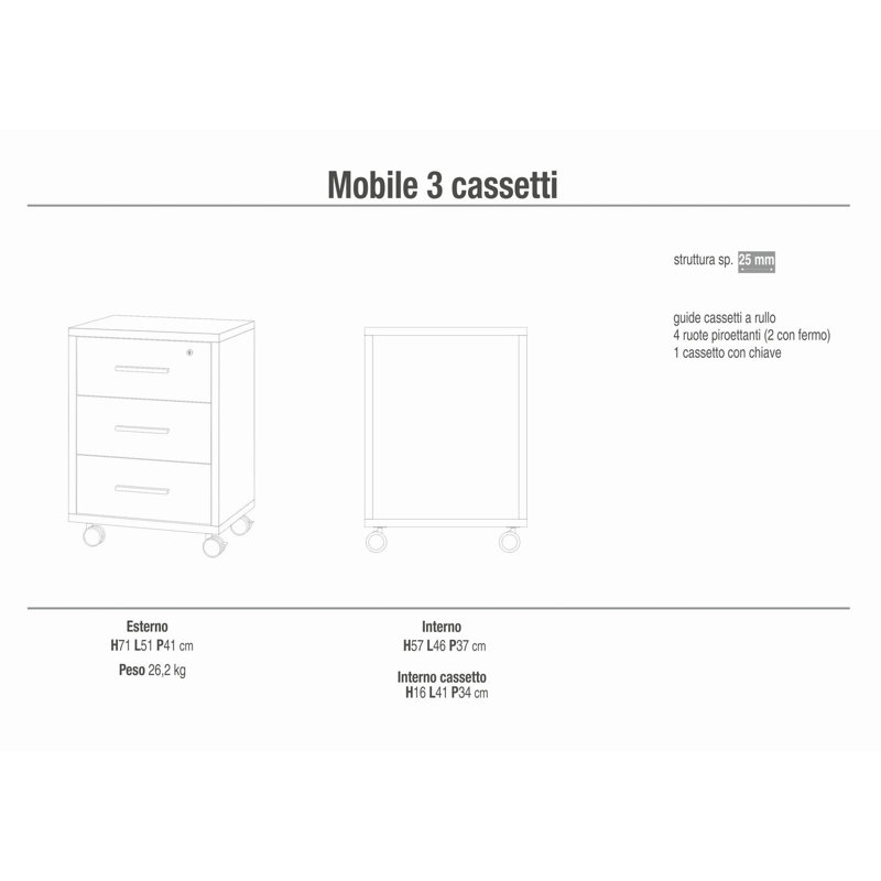 Elies 3 Drawer 51cm W Chest, Oxide White - Beton