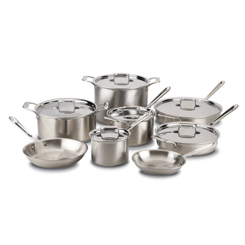Batterie de cuisine en acier inoxydable brossé 14 pièces All-Clad d5