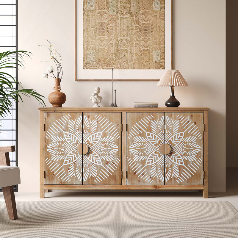 Armoire d'appoint moderne en bois avec 4 portes pour un rangement polyvalent dans le vestibule du salon