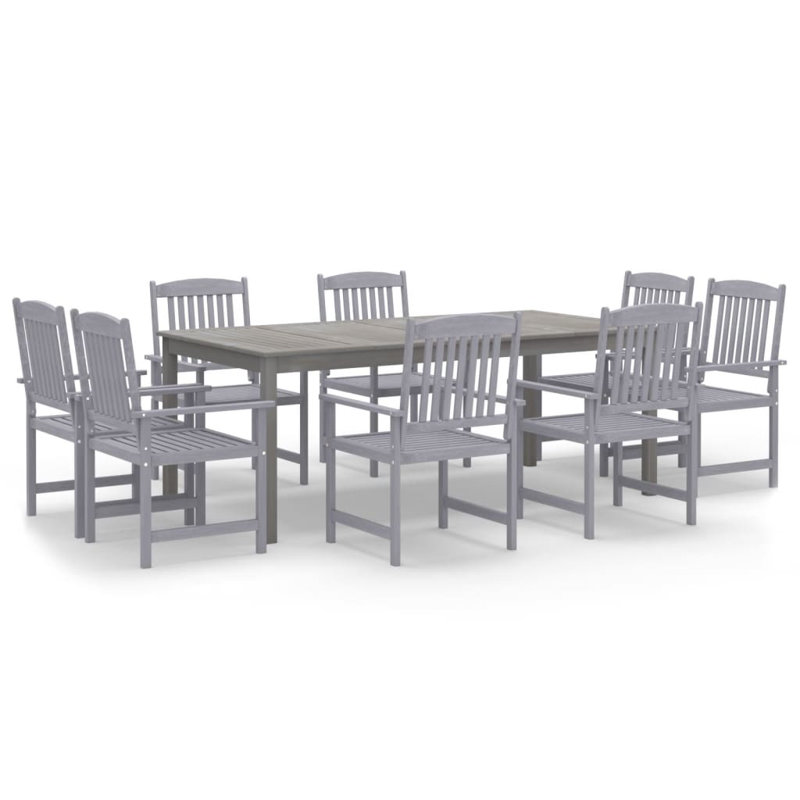 Centeio Acacia Wood Patio Dining Set with Rectangular Table, 8
