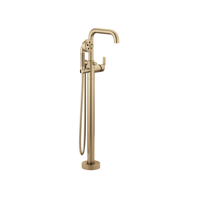 Litze® Single-Handle Freestanding Tub Filler - Less Handle, Luxe Gold, Industrial Lever