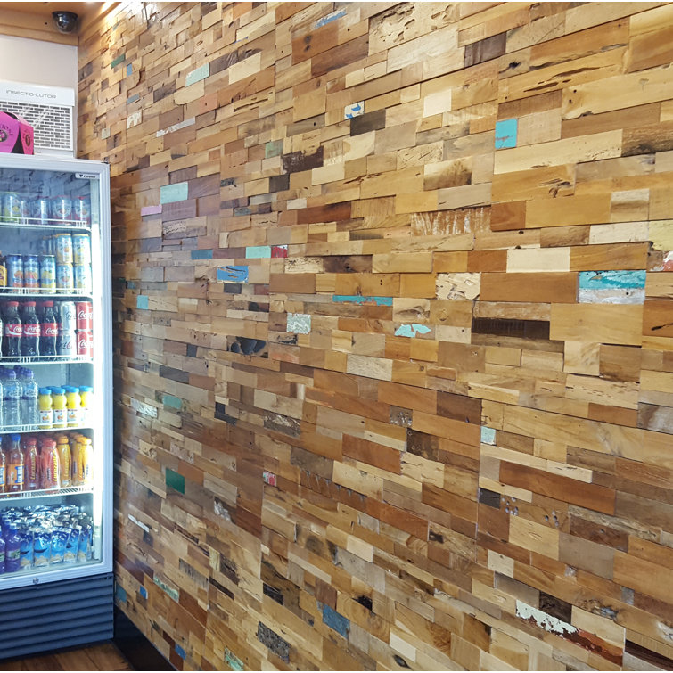 Matrix Reclaimed Engineered Wood Wall Panelling in Brown