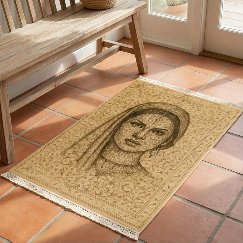 Taupe Sepia Portrait Area Rug