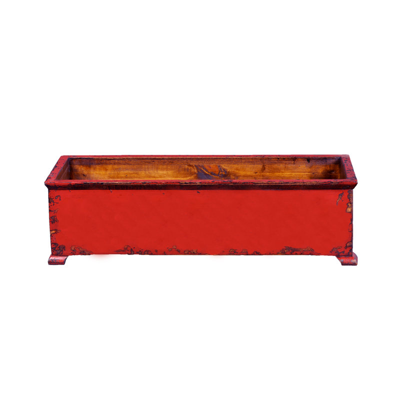 Pot à fleurs en bois Maghakia, Rouge