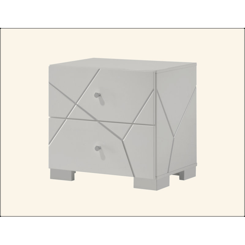 Table de chevet en bois à 1 tiroir à accents géométriques audacieux 1Pc