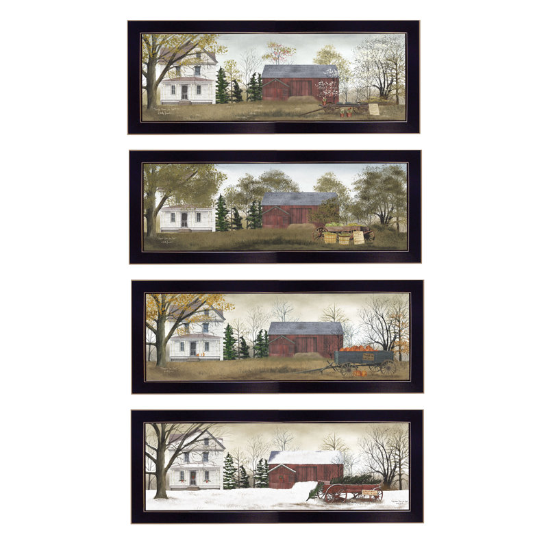 Ensemble de 4 décorations murales encadrées pour la maison et la maison par Billy Jacobs, Noir