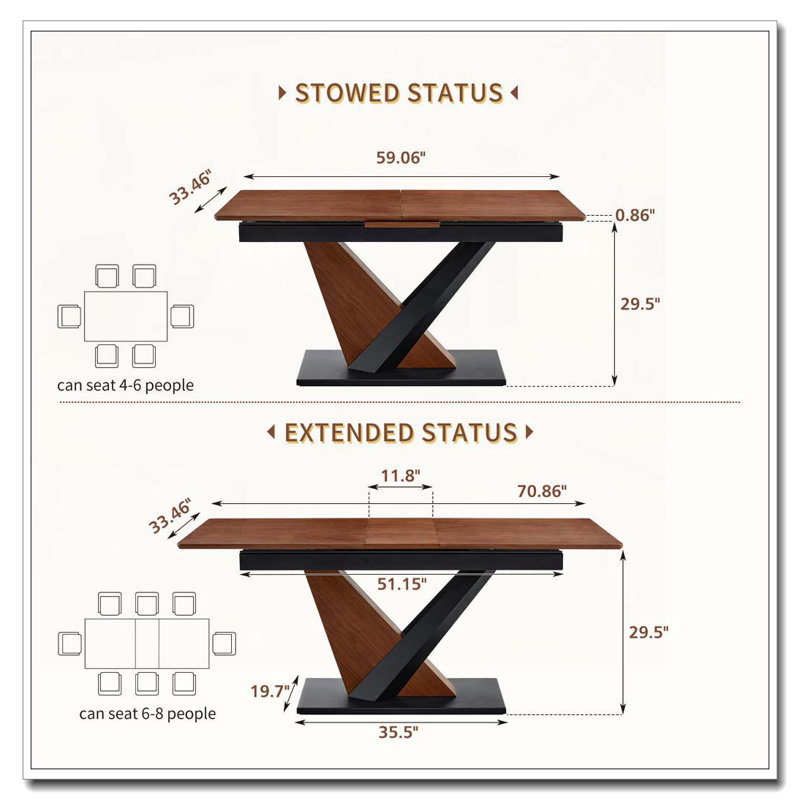 Modern Dining Table with Dark Walnut Marble MDF