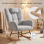 Ergonomic High-Back Rocking Chair with Ottoman, Upholstered Glider Rocker with Steel Frame and Wooden Legs for Nursery or Living Room-1600867713