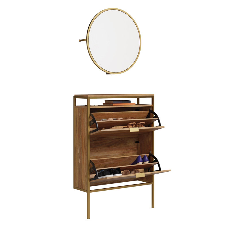Sindoori Mango Wall-Mounted Shoe Cabinet with Mirror