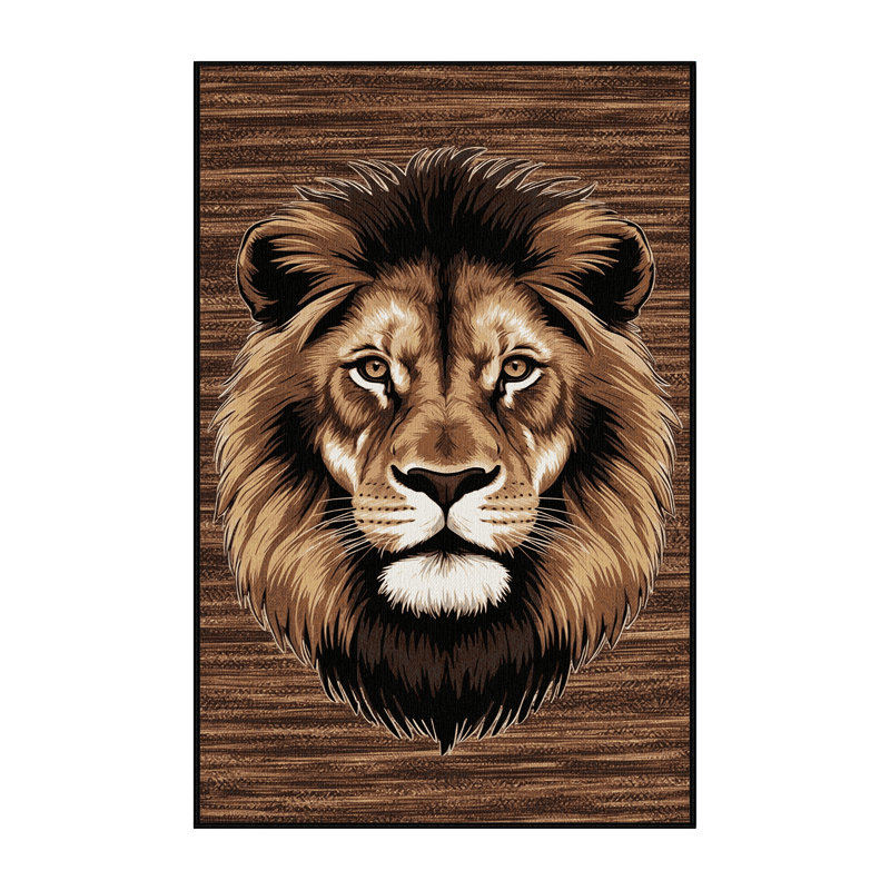 Washable Congo Lion Big Cats Area Rug, Rectangle 6' x 9'