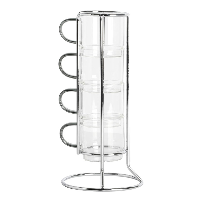 Gibson Soho Lounge 4-Piece Glass Espresso Set W/Rack